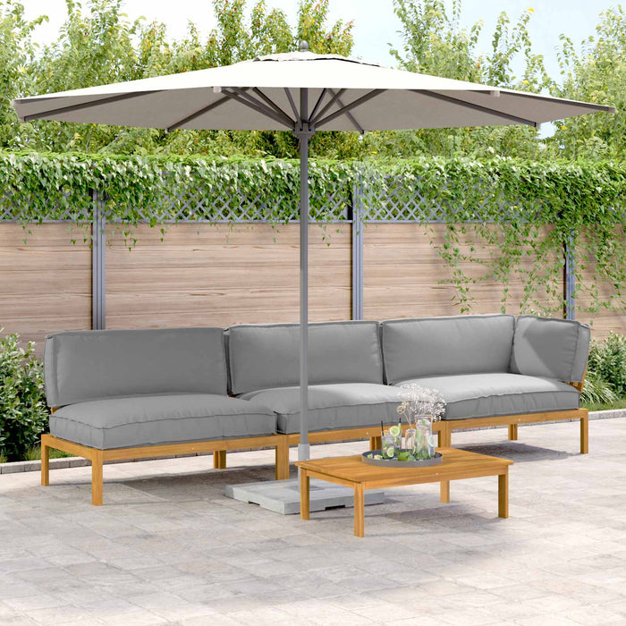 Set de canapea cu pernă Simplu 4 pcs Gri Lemn Solid de Acacia WALTI