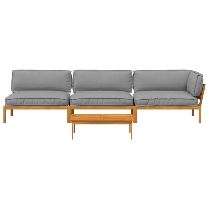 Set de canapea cu pernă Simplu 4 pcs Gri Lemn Solid de Acacia WALTI