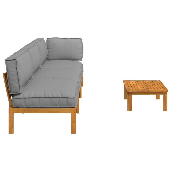 Set de canapea cu pernă Simplu 4 pcs Gri Lemn Solid de Acacia WALTI