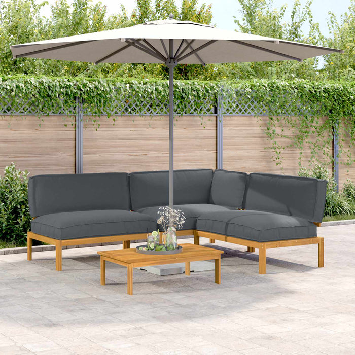 Set de canapea cu pernă 4 pcs Antracit Lemn Solid de Acacia - WALTI WALTI