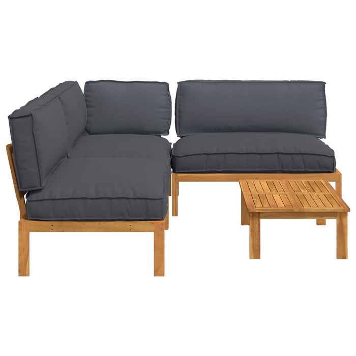 Set de canapea cu pernă 4 pcs Antracit Lemn Solid de Acacia - WALTI WALTI