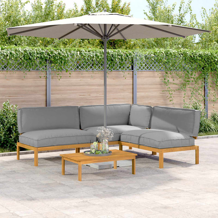 Set de canapea cu pernă Simplu 4 pcs Gri Lemn Solid de Acacia WALTI