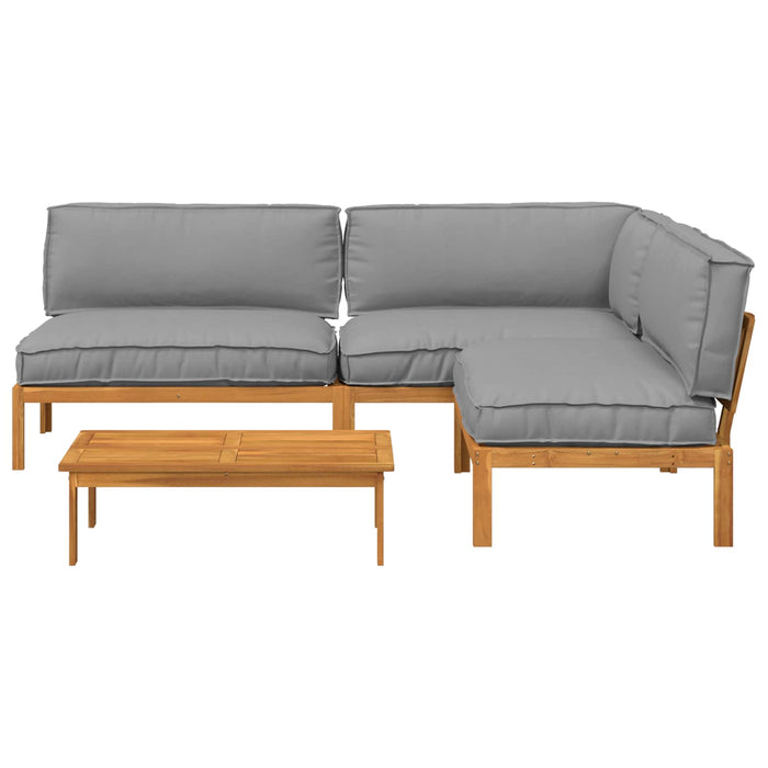 Set de canapea cu pernă Simplu 4 pcs Gri Lemn Solid de Acacia WALTI