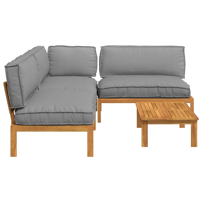 Set de canapea cu pernă Simplu 4 pcs Gri Lemn Solid de Acacia WALTI