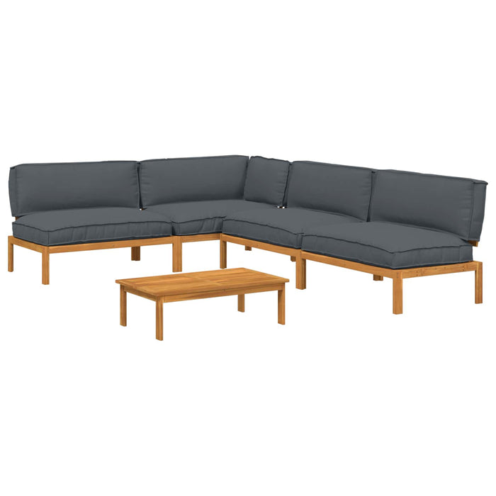 Set de canapea cu pernă 5 pcs Antracit Lemn Solid de Acacia - WALTI WALTI