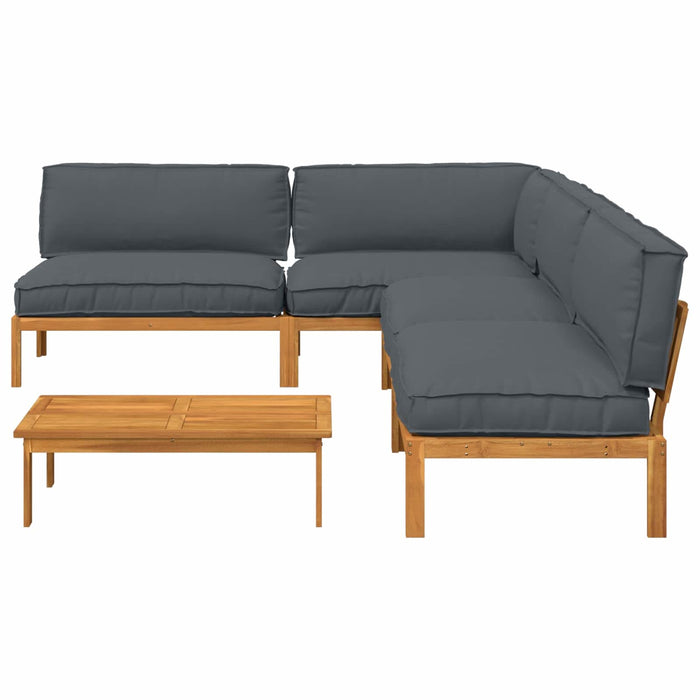 Set de canapea cu pernă 5 pcs Antracit Lemn Solid de Acacia - WALTI WALTI