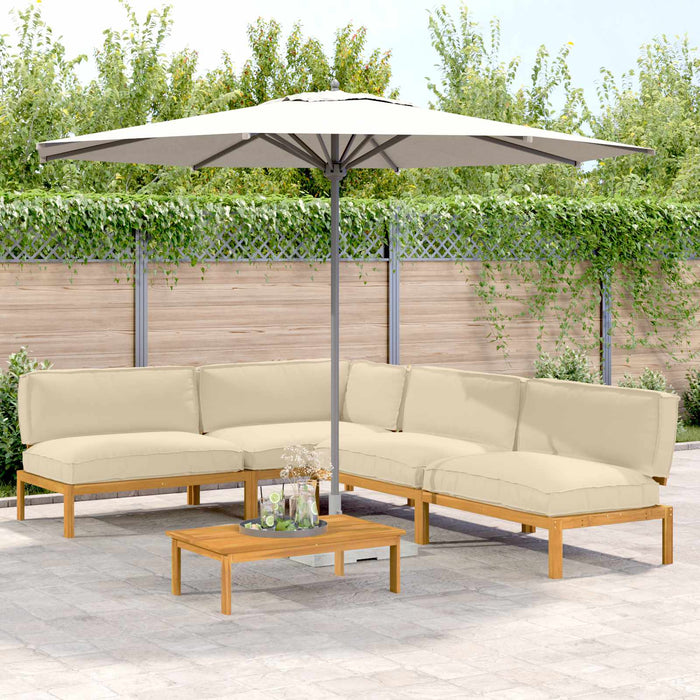 Set de canapea cu pernă Simplu 5 pcs Bej Lemn Solid de Acacia WALTI