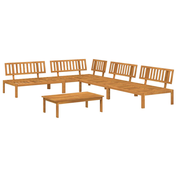 Set de canapea cu pernă Simplu 5 pcs Bej Lemn Solid de Acacia WALTI