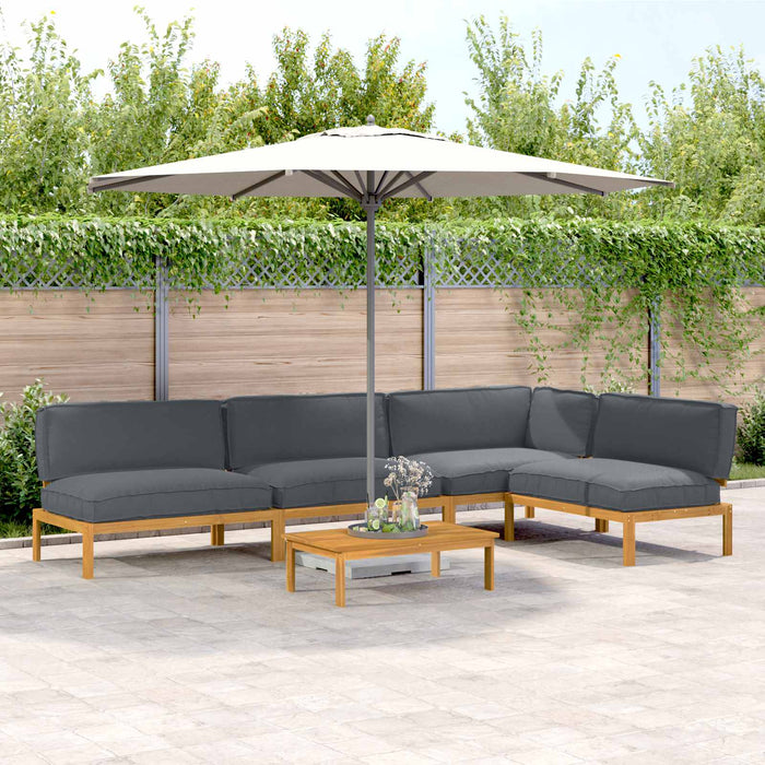 Set de canapea cu pernă 5 pcs Antracit Lemn Solid de Acacia - WALTI WALTI