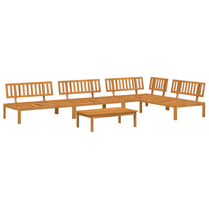 Set de canapea cu pernă Simplu 5 pcs Bej Lemn Solid de Acacia WALTI