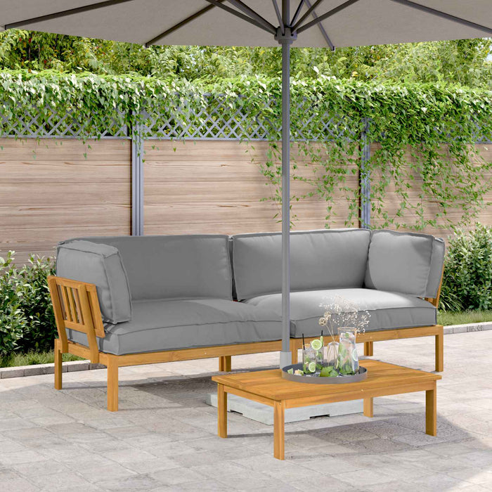 Set de canapea cu pernă Simplu 2 pcs Gri Lemn Solid de Acacia WALTI