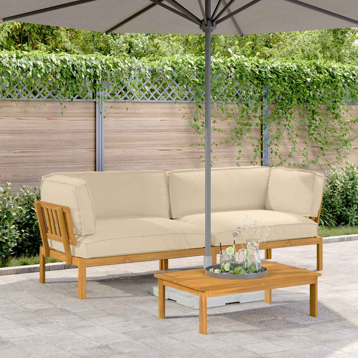 Set de canapea cu pernă Simplu 2 pcs Bej Lemn Solid de Acacia WALTI