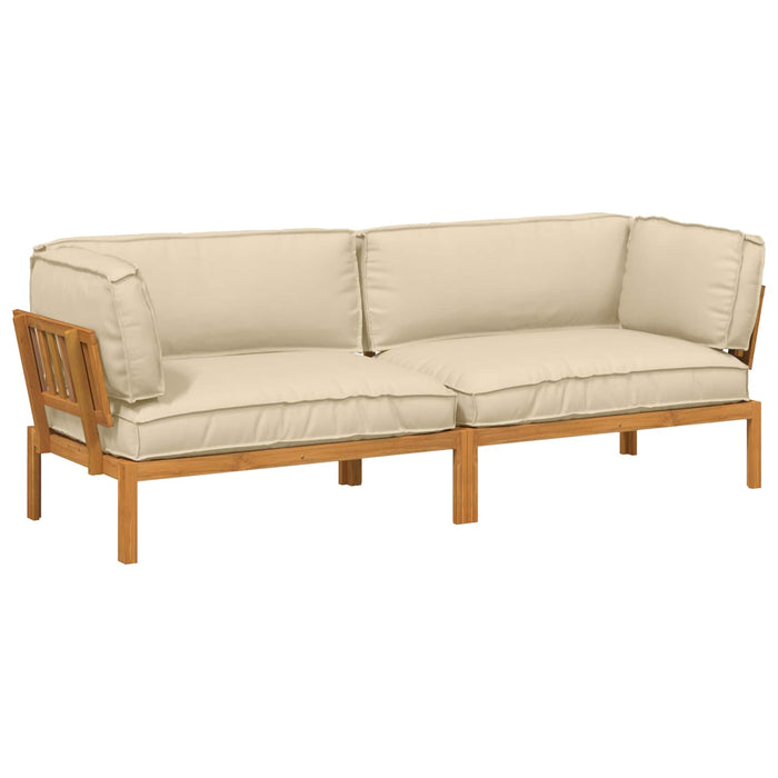Set de canapea cu pernă Simplu 2 pcs Bej Lemn Solid de Acacia WALTI