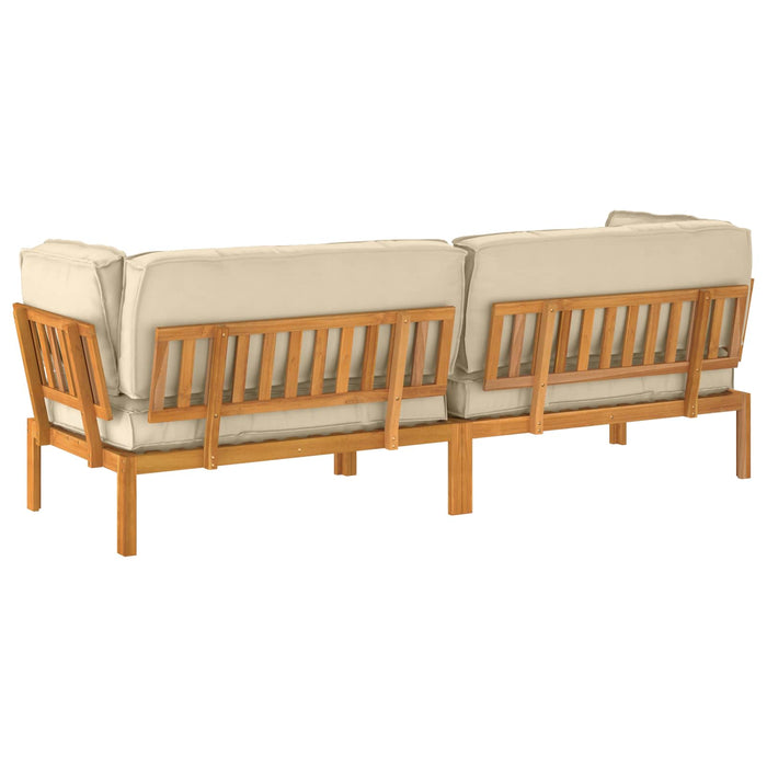 Set de canapea cu pernă Simplu 2 pcs Bej Lemn Solid de Acacia WALTI