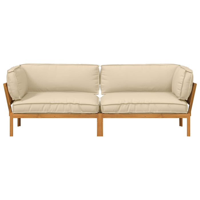 Set de canapea cu pernă Simplu 2 pcs Bej Lemn Solid de Acacia WALTI