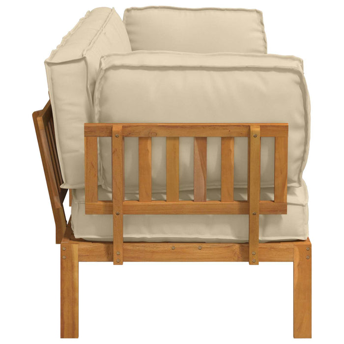 Set de canapea cu pernă Simplu 2 pcs Bej Lemn Solid de Acacia WALTI