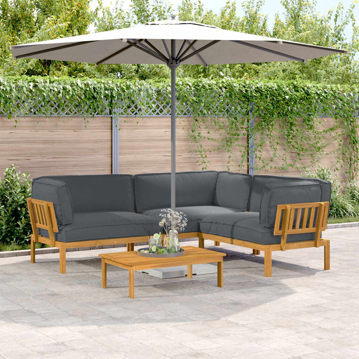 Set de canapea cu pernă 4 pcs Antracit Lemn Solid de Acacia - WALTI WALTI