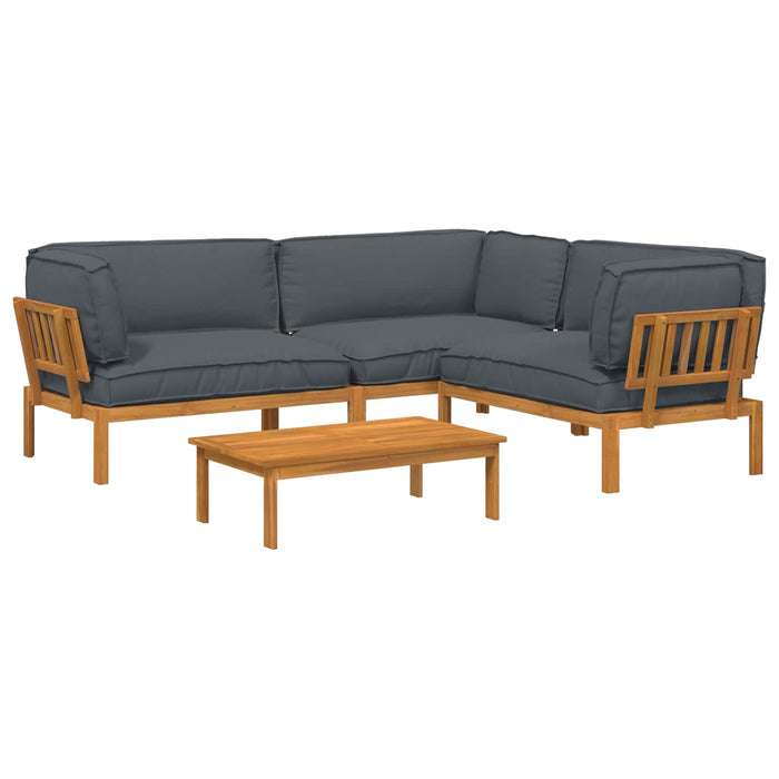 Set de canapea cu pernă 4 pcs Antracit Lemn Solid de Acacia - WALTI WALTI
