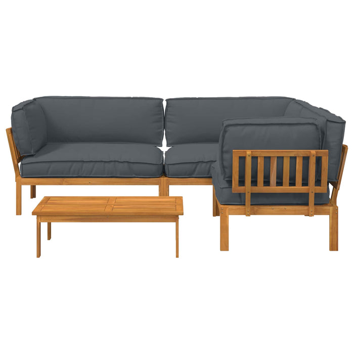 Set de canapea cu pernă 4 pcs Antracit Lemn Solid de Acacia - WALTI WALTI