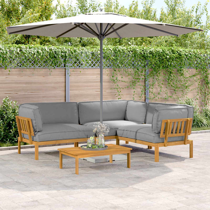 Set de canapea cu pernă Simplu 4 pcs Gri Lemn Solid de Acacia WALTI