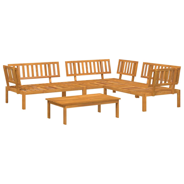 Set de canapea cu pernă Simplu 4 pcs Gri Lemn Solid de Acacia WALTI