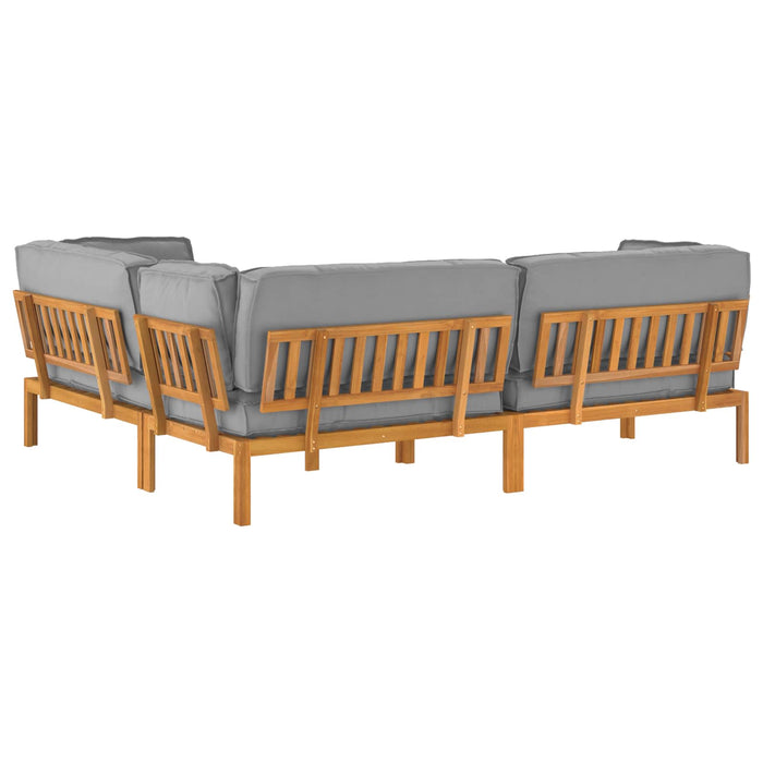 Set de canapea cu pernă Simplu 4 pcs Gri Lemn Solid de Acacia WALTI