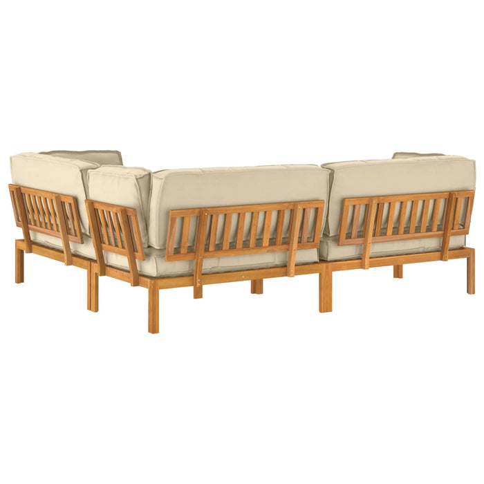 Set de canapea cu pernă Simplu 4 pcs Bej Lemn Solid de Acacia WALTI