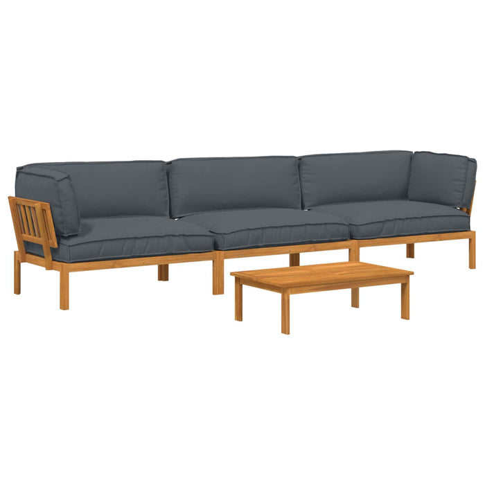 Set de canapea cu pernă 4 pcs Antracit Lemn Solid de Acacia - WALTI WALTI