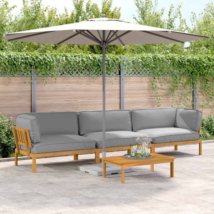 Set de canapea cu pernă Simplu 4 pcs Gri Lemn Solid de Acacia WALTI