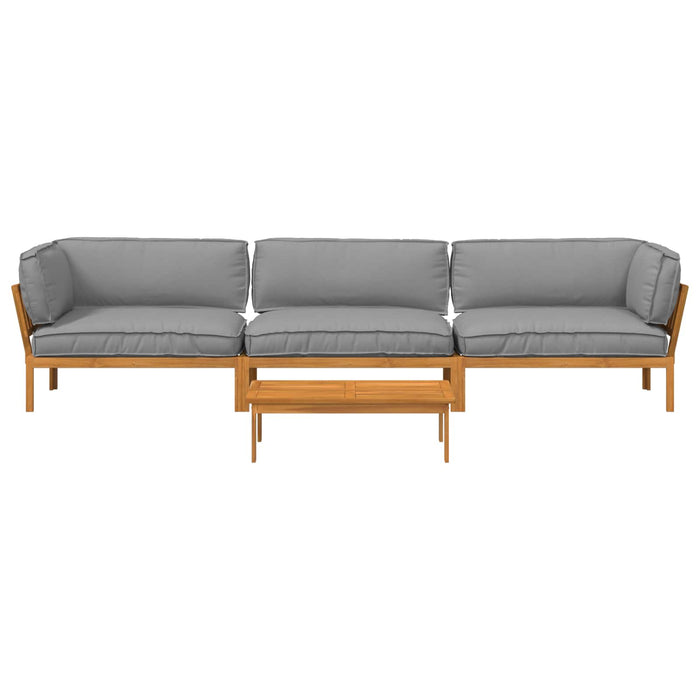 Set de canapea cu pernă Simplu 4 pcs Gri Lemn Solid de Acacia WALTI