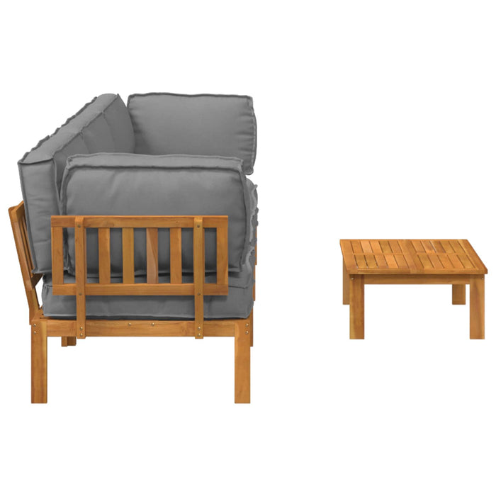 Set de canapea cu pernă Simplu 4 pcs Gri Lemn Solid de Acacia WALTI