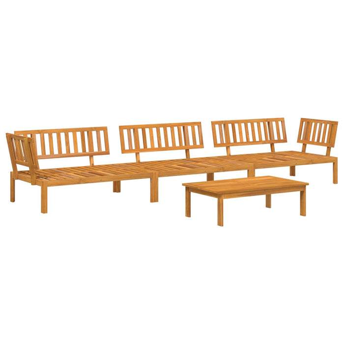 Set de canapea cu pernă Simplu 4 pcs Bej Lemn Solid de Acacia WALTI