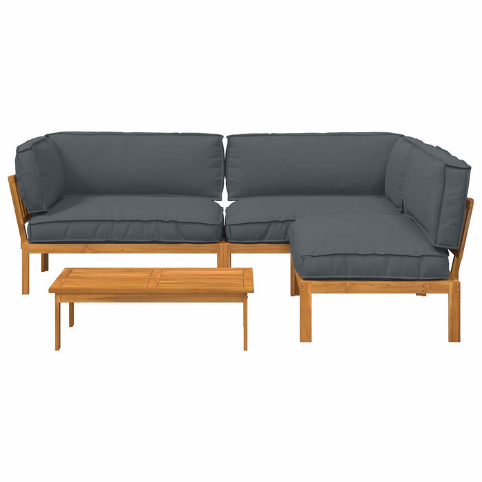 Set de canapea cu pernă 4 pcs Antracit Lemn Solid de Acacia - WALTI WALTI