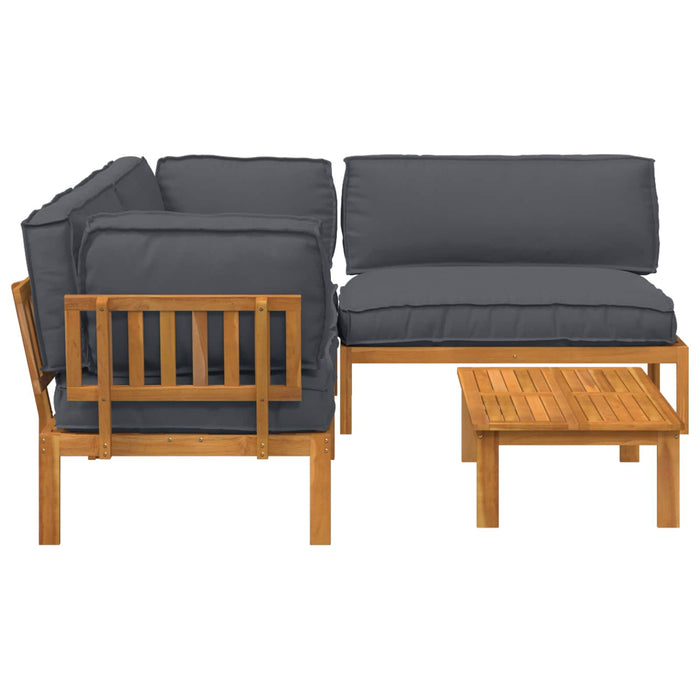 Set de canapea cu pernă 4 pcs Antracit Lemn Solid de Acacia - WALTI WALTI