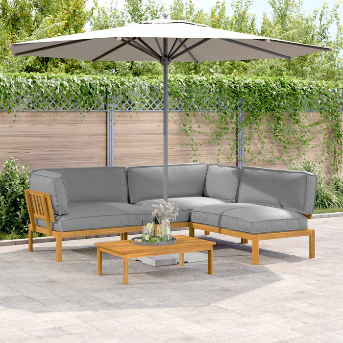 Set de canapea cu pernă Simplu 4 pcs Gri Lemn Solid de Acacia WALTI