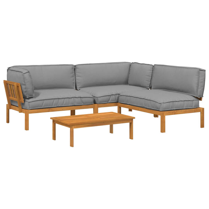 Set de canapea cu pernă Simplu 4 pcs Gri Lemn Solid de Acacia WALTI