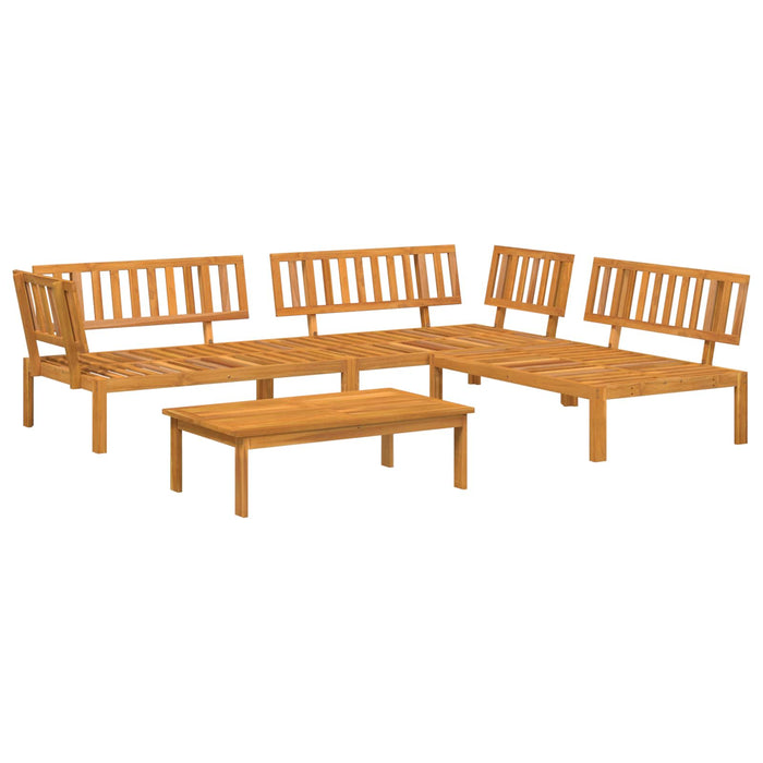 Set de canapea cu pernă Simplu 4 pcs Gri Lemn Solid de Acacia WALTI