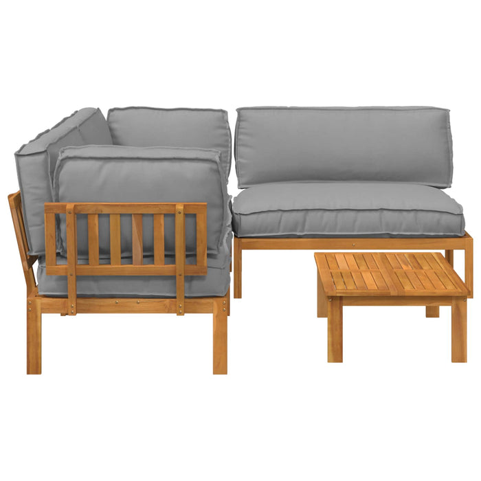 Set de canapea cu pernă Simplu 4 pcs Gri Lemn Solid de Acacia WALTI