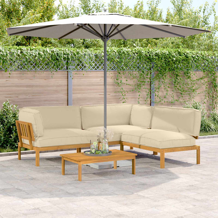 Set de canapea cu pernă Simplu 4 pcs Bej Lemn Solid de Acacia WALTI