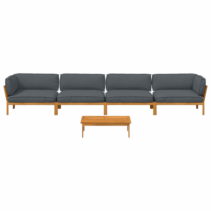 Set de canapea cu pernă 5 pcs Antracit Lemn Solid de Acacia - WALTI WALTI
