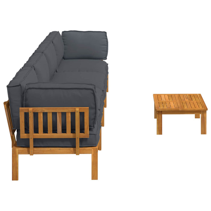 Set de canapea cu pernă 5 pcs Antracit Lemn Solid de Acacia - WALTI WALTI