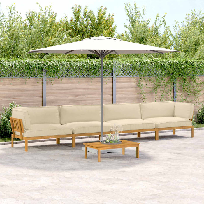 Set de canapea cu pernă Simplu 5 pcs Bej Lemn Solid de Acacia WALTI