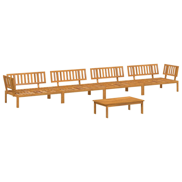 Set de canapea cu pernă Simplu 5 pcs Bej Lemn Solid de Acacia WALTI