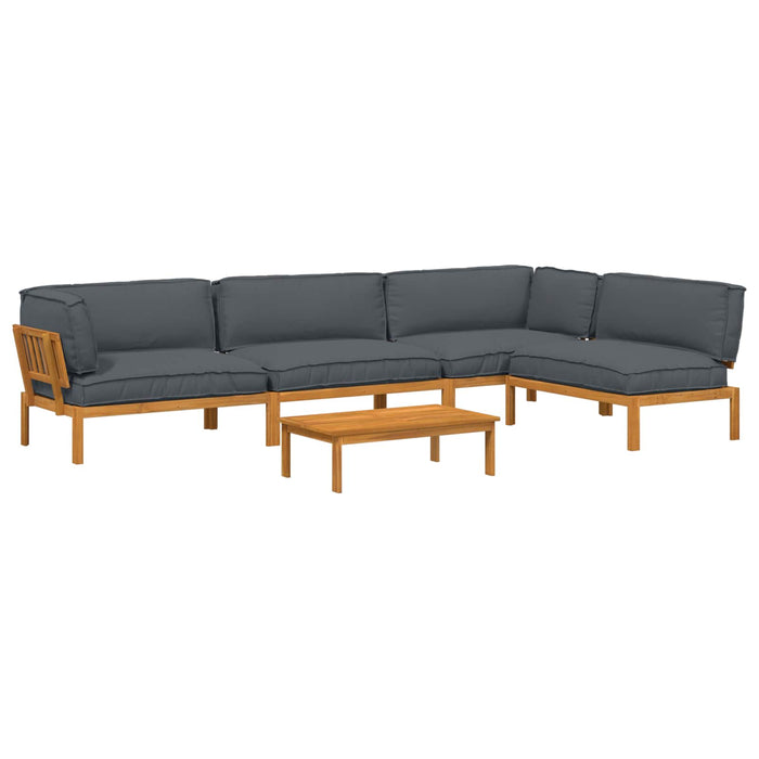 Set de canapea cu pernă 5 pcs Antracit Lemn Solid de Acacia - WALTI WALTI