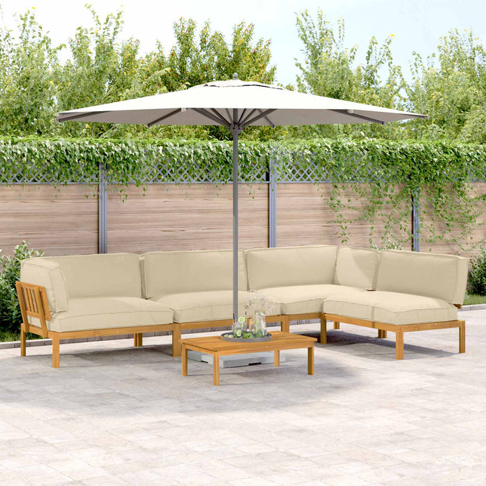 Set de canapea cu pernă Simplu 5 pcs Bej Lemn Solid de Acacia WALTI