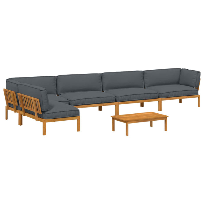 Set de canapea cu pernă 6 pcs Antracit Lemn Solid de Acacia WALTI