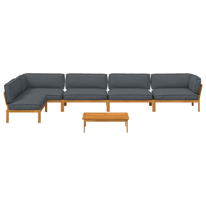 Set de canapea cu pernă 6 pcs Antracit Lemn Solid de Acacia WALTI