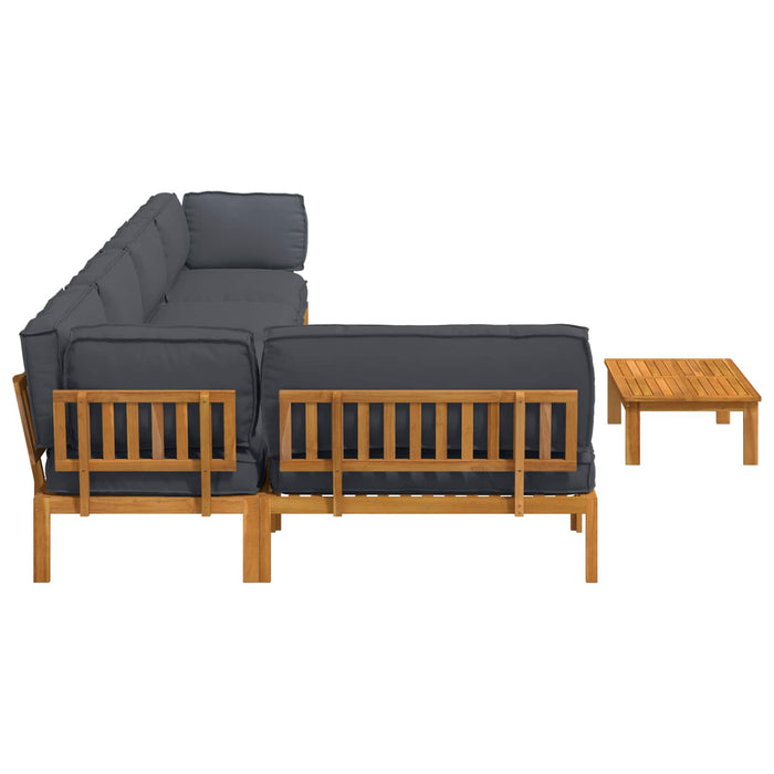 Set de canapea cu pernă 6 pcs Antracit Lemn Solid de Acacia WALTI