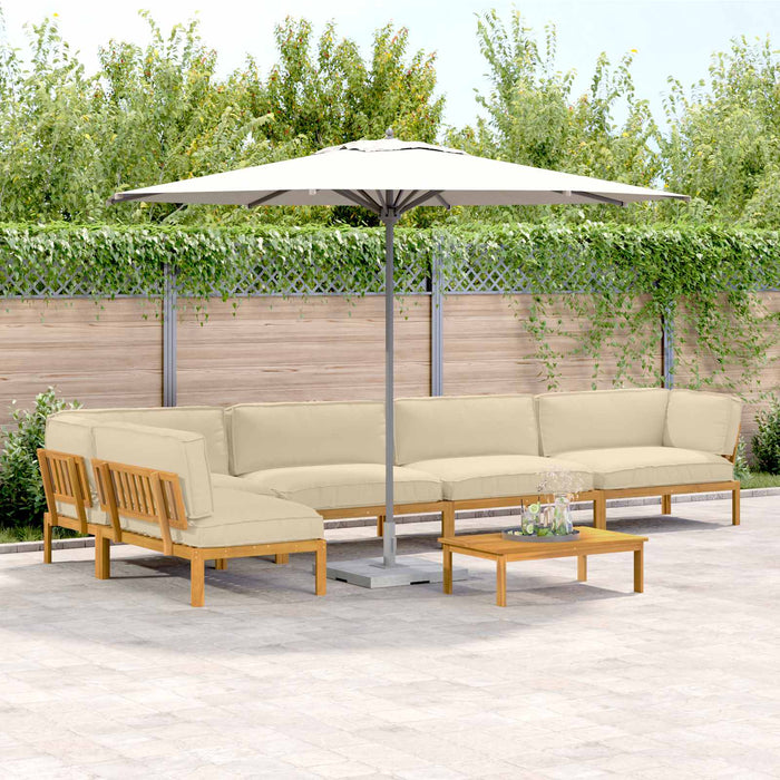 Set de canapea cu pernă Simplu 6 pcs Bej Lemn Solid de Acacia WALTI