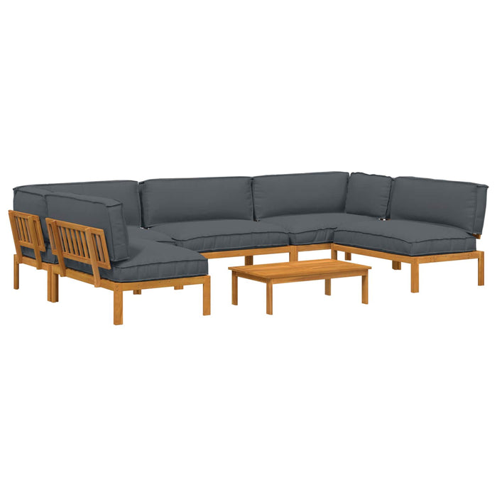 Set de canapea cu pernă 6 pcs Antracit Lemn Solid de Acacia WALTI